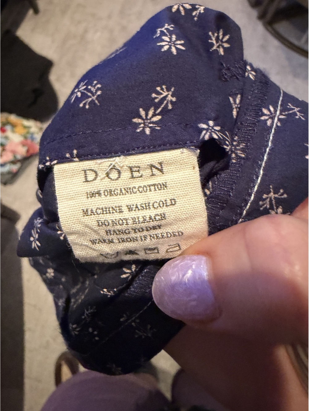 NWOT DOEN Beatrice Cotton Poplin cottage core navy long sleeve floral dress XS - Picture 4 of 6